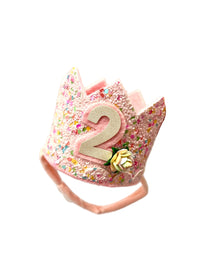 Handmade Birthday Crowns with Age and Flowers By Bowsmik Bowtique