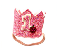 Handmade Birthday Crowns with Age and Flowers By Bowsmik Bowtique
