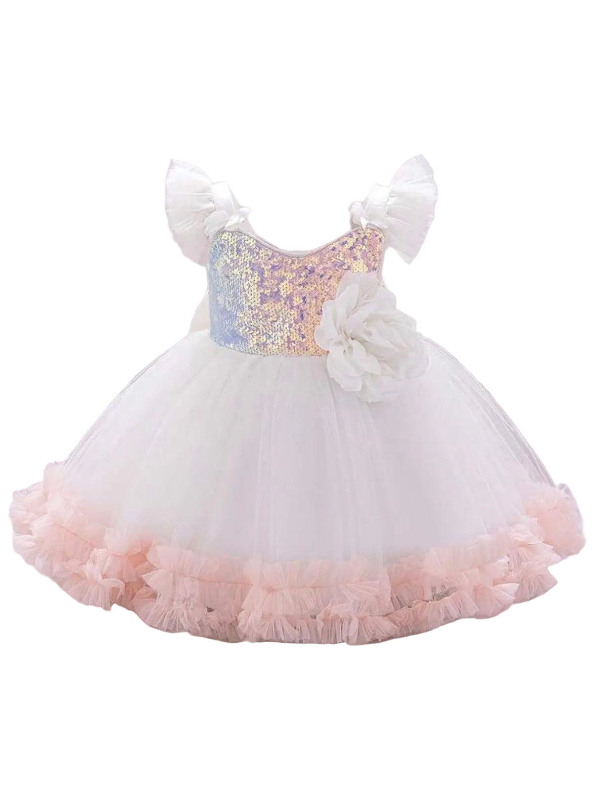 Celeste Rainbow Sparkle Princess Dress – Sequin Flower Girl & Party Dress