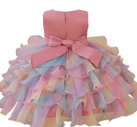 Girls Rainbow Ruffle Party Dress