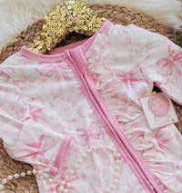 Baby Girls Sleepers Jumpsuit - Blush & Bows Garden
