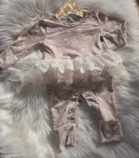 Kryssi Kouture Tutu Jumpsuit - Brown & Cream Rose Garden