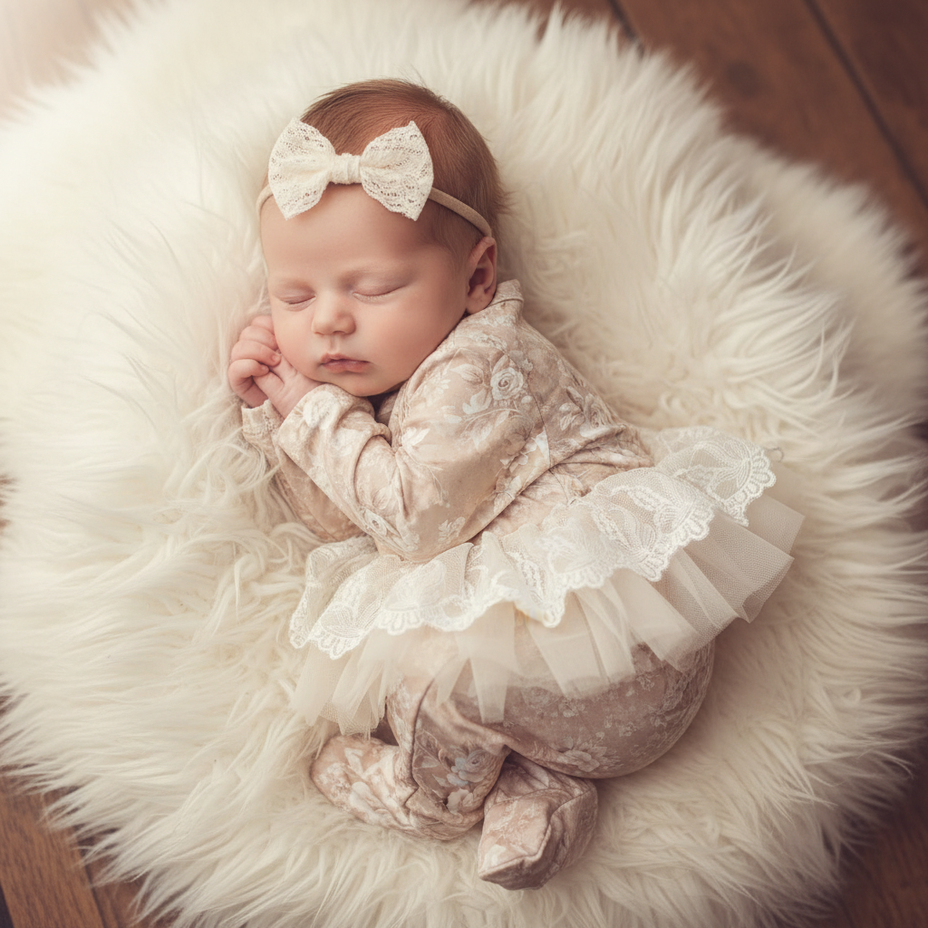 Kryssi Kouture Tutu Jumpsuit - Brown & Cream Rose Garden