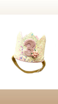 Handmade Birthday Crowns with Age and Flowers By Bowsmik Bowtique