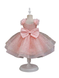 Rosabelle Sparkle Princess Dress – Pink Pearl & Sequin Party Dress