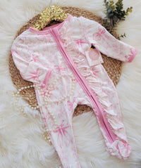 Baby Girls Sleepers Jumpsuit - Blush & Bows Garden