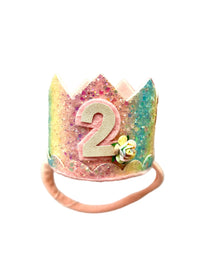 Handmade Birthday Crowns with Age and Flowers By Bowsmik Bowtique