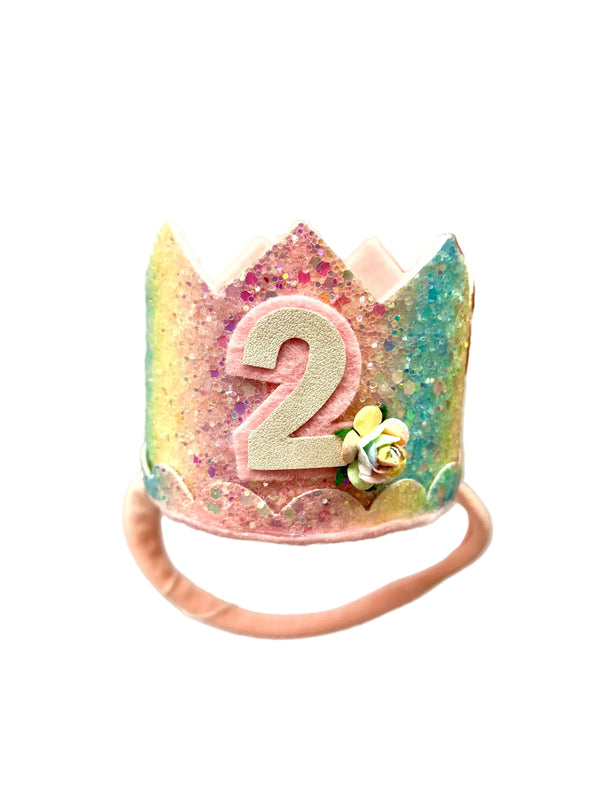 Handmade Birthday Crowns with Age and Flowers By Bowsmik Bowtique