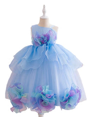 Girls Floral Ruffle Princess Dress