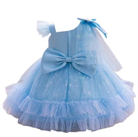 Girls Blue Princess Tulle Dress with Bow