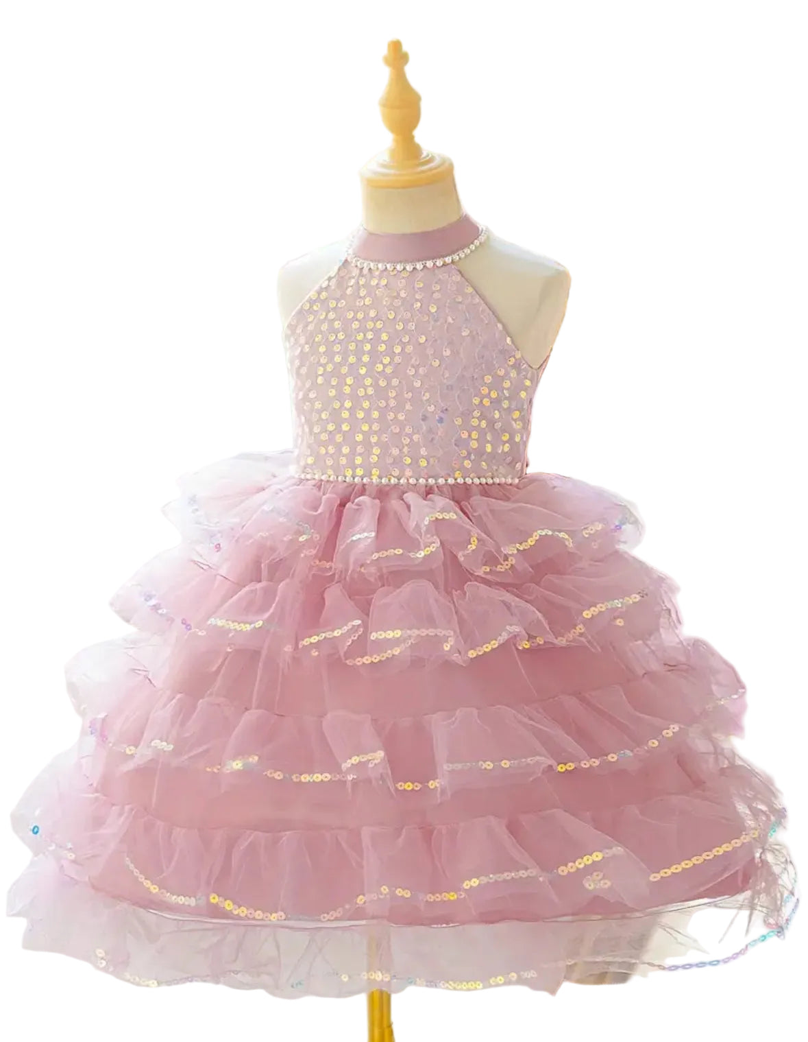 The Blush Pink Sequin Tulle Princess Dress for Girls | Birthday, Flower Girl & Special Occassion Dress