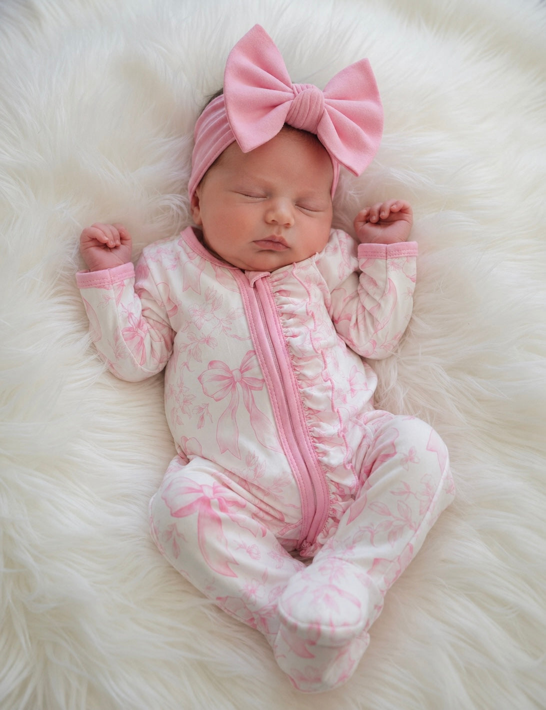 Baby Girls Sleepers Jumpsuit - Blush & Bows Garden