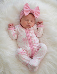 Baby Girls Sleepers Jumpsuit - Blush & Bows Garden