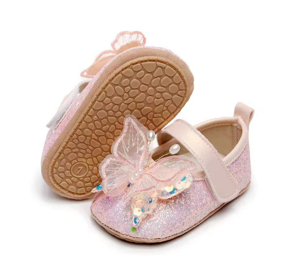 The Butterfly Wings Glitter Crib Shoe