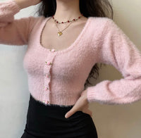 The Mommy Cropped Rosette Cardigan