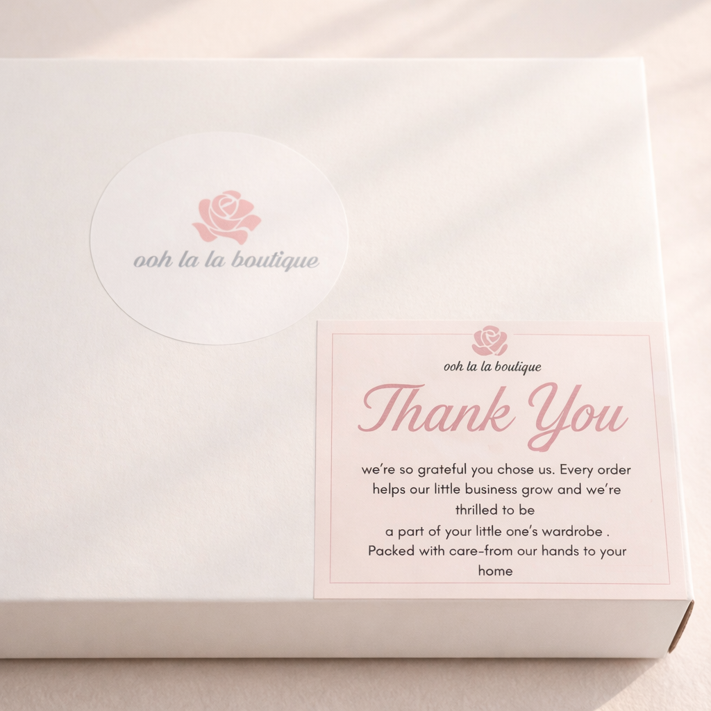 Ooh La La Boutique gift box with thank you card
